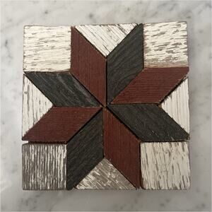 Handmade Handcrafted Wooden Star Pattern Coaster Made Out of Old Barn Wood